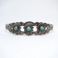 Antique Indian Chief Heads Applique Cuff Bracelet  c.1935～