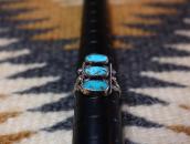 Vintage Navajo Blue Gem Turquoise Row Silver Ring  c.1950～