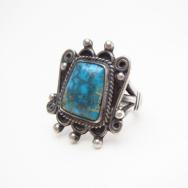 Atq Navajo High Grade Lone Mt. Turquoise Small Ring  c.1940～