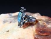 Atq Navajo High Grade Lone Mt. Turquoise Small Ring  c.1940～
