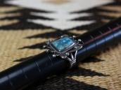 Atq Navajo High Grade Lone Mt. Turquoise Small Ring  c.1940～