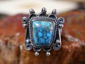 Atq Navajo High Grade Lone Mt. Turquoise Small Ring  c.1940～