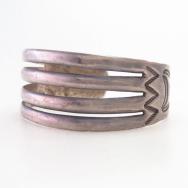 Antique Navajo Stamped Ingot Silver Split Band Cuff  c.1935～