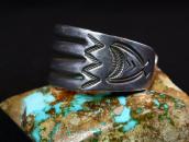 Antique Navajo Stamped Ingot Silver Split Band Cuff  c.1935～