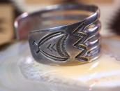 Antique Navajo Stamped Ingot Silver Split Band Cuff  c.1935～