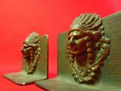 Antique Indian Chief Cast Iron Bookends 1920～