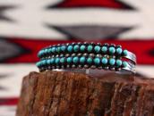 Vintage Zuni 2 Row Petit Point Turquois Cuff Bracelet c.1940