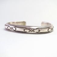 Vtg Navajo Stamped Half-Round Wire Cuff Bracelet  c.1950～