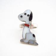 Vtg Zuni Multi-Stone Inlay 『Old Snoopy』 Silver Ring  c.1970～