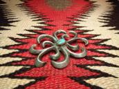 Antique Cast Pin Brooch with Turquoise  c.1930～