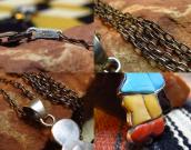 Zuni Vintage Channel Inlay Mickey Fob Necklace  c.1970