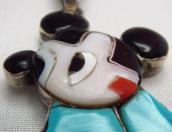 Zuni Vintage Channel Inlay Mickey Fob Necklace  c.1970