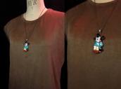 Zuni Vintage Channel Inlay Mickey Fob Necklace  c.1970