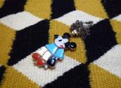 Zuni Vintage Channel Inlay Mickey Fob Necklace  c.1970