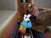 Zuni Vintage Channel Inlay Mickey Fob Necklace  c.1970