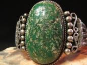 【Awa Tsireh】 Antique Cuff Bracelet w/Huge Turquoise c.1940