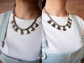 Vtg "Navajo Pearl" Beaded Necklace w/Reversible Fobs c.1950～