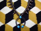 Vintage Black Squash Blossom Naja Necklace w/3TQ  c.1960～
