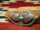 Antique Navajo Thunderbird Applique Silver Pin w/TQ  c.1930～