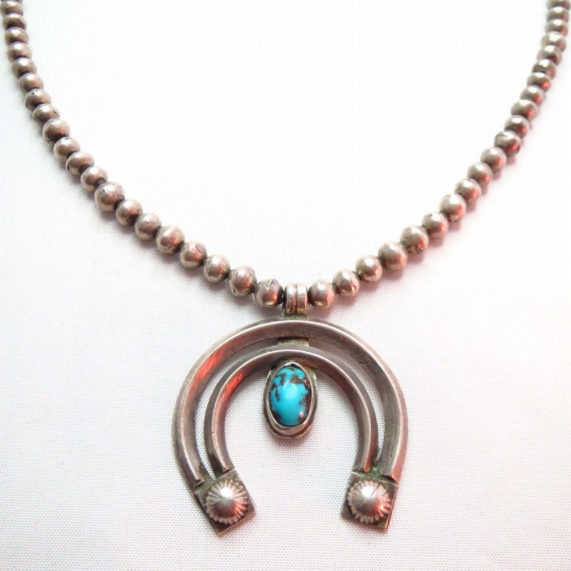 Vintage Fine Silver Beads Necklace w/Naja  c.1940