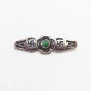 Atq 卍 & Arrows Stamped Small Pin w/Green Turquoise  c.1930