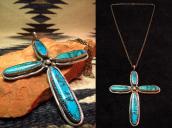 Vintage Cross Fob w/Blue Diamond TQ Necklace