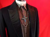 Vintage Cross Fob w/Blue Diamond TQ Necklace