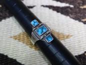 Vintage Navajo Hi-Grade Turquoise Inlay Silver Ring  c.1950～