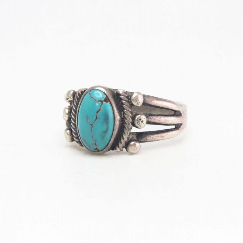 Antique Navajo Split Shank Silver Ring w/Turquoise  c.1935～