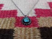 Atq Gem Quality Turquoise Small Fob Silver Necklace  c.1940～