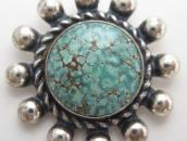 Vintage Concho Face Screw-back Earring w/Turquoise  c.1940～