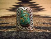 Antique Square Concho Ring w/Turquoise  c.1920～