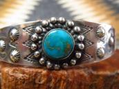 Antique Repousse & Stamped Silver Cuff Bracelet w/TQ c.1940～