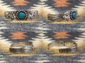 Antique Repousse & Stamped Silver Cuff Bracelet w/TQ c.1940～