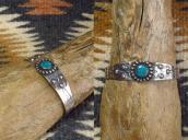 Antique Repousse & Stamped Silver Cuff Bracelet w/TQ c.1940～