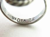 UITA22 ナバホ ビンテージインディアンジュエリー シルバー リング 卍 ズニ ブルージェムターコイズインレイ 指輪