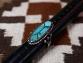 【UITA22】Antique Navajo or Pueblo Turquoise Inlay Ring c.1950