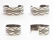 Antique Navajo Chevron Stamped Silver Cuff Bracelet  c.1940～