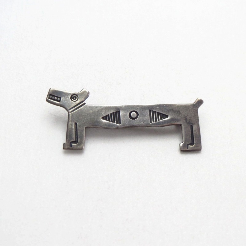 Antique 『Lucky Dog』 Stamped Silver Small Pin Brooch  c.1930～
