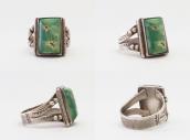 Antique Navajo Split Shank Ring w/Sq. Green Turquoise c.1940