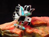 Vintage Zuni Channel Inlay Eagle Ring  c.1970