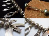 Vintage Navajo Bench Made Silver Bead & Naja Necklace c.1960