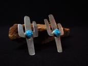 OLDPAWN Navajo Cactus Shape Silver Pierced Earrings  c.1980～