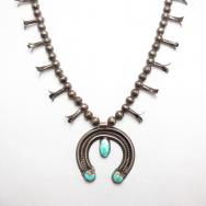 Antique Silver Squash Blossom Naja Necklace w/TQ c.1940