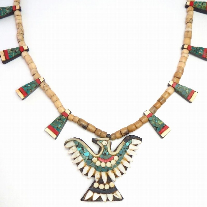 Atq Kewa Rare Shape Thunderbird/Batterybird Necklace  c.1940