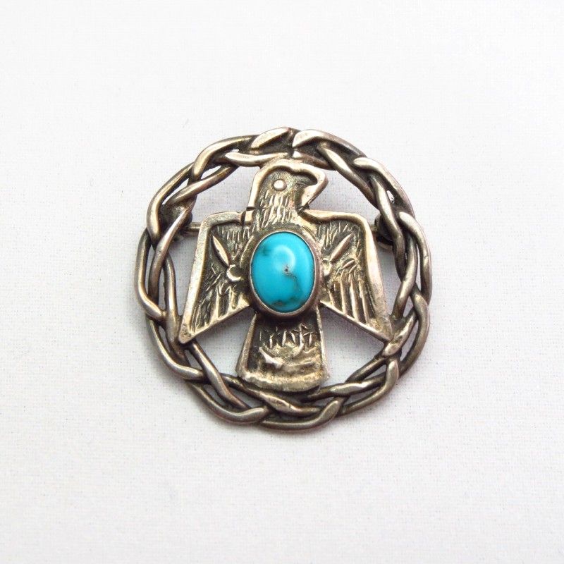 Antique Twisted Wire & Thunderbird Silver Pin w/TQ  c.1930～