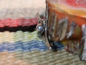 Atq Thunderbird & Navajo Pearl Applique Small Pin  c.1940～