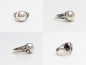 Antique "Navajo Pearl" Face Silver Tourist Ring  c.1935～