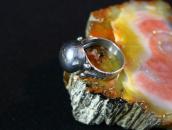 Antique "Navajo Pearl" Face Silver Tourist Ring  c.1935～