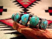Vintage Silver Row Cuff w/Morenci Turquoise c.1960